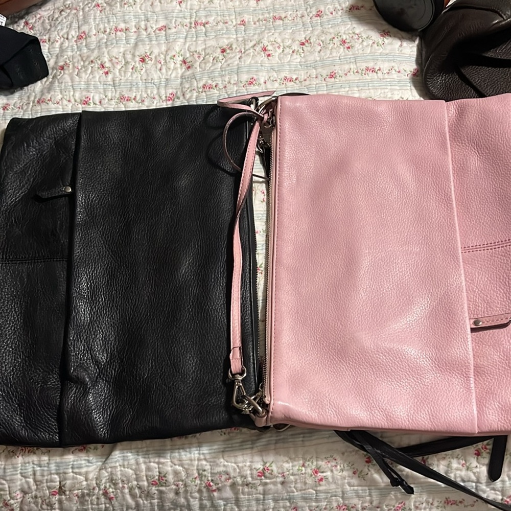 2 Sanctuary light pink & black leather crossbody or shoulder purses.  In guc